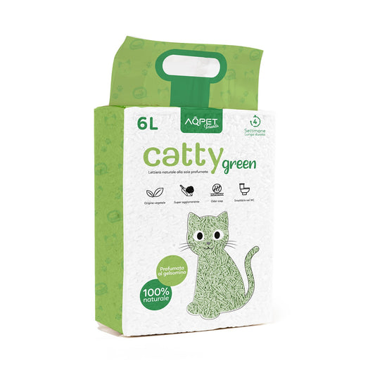 AqpetFriends Catty Green Lettiera Naturale per Gatti Alla Soia Fragranza Al Gelsomino 6 L