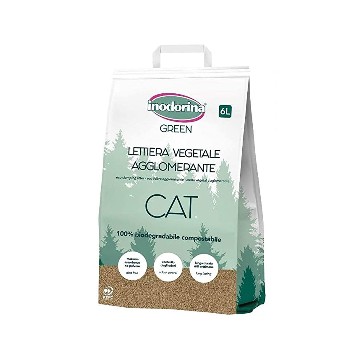 Inodorina Lettiera Vegetale Green 6lt per Gatti