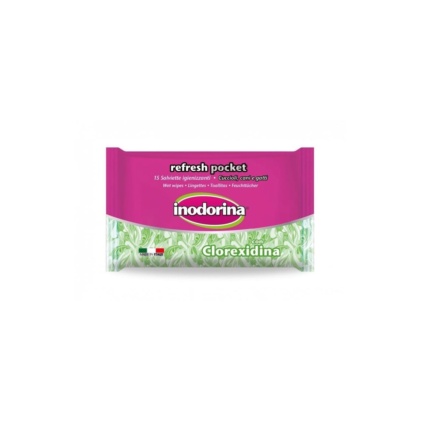 Inodorina Salviette Refresh Pocket 15 pz per Cani e Gatti