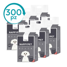 AqpetFriends Nappy Pet Carbo Tappetino Assorbente Con Strisce Adesive Al Carbone Attivo 300 pz (6 confezioni da 50 pezzi)