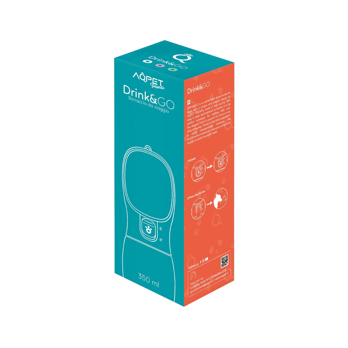 AqpetFriends Drink&Go Abbeveratoio Da Viaggio 350 ml