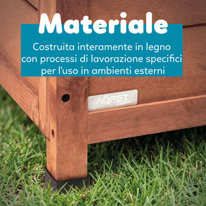 AqpetFriends Baita Cuccia In Legno per Cane Con Tetto Apribile