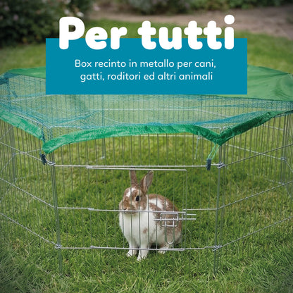 AqpetFriends Petplaypen Recinto Per Animali In Ferro Con Rete Parasole Misura 60x60 cm
