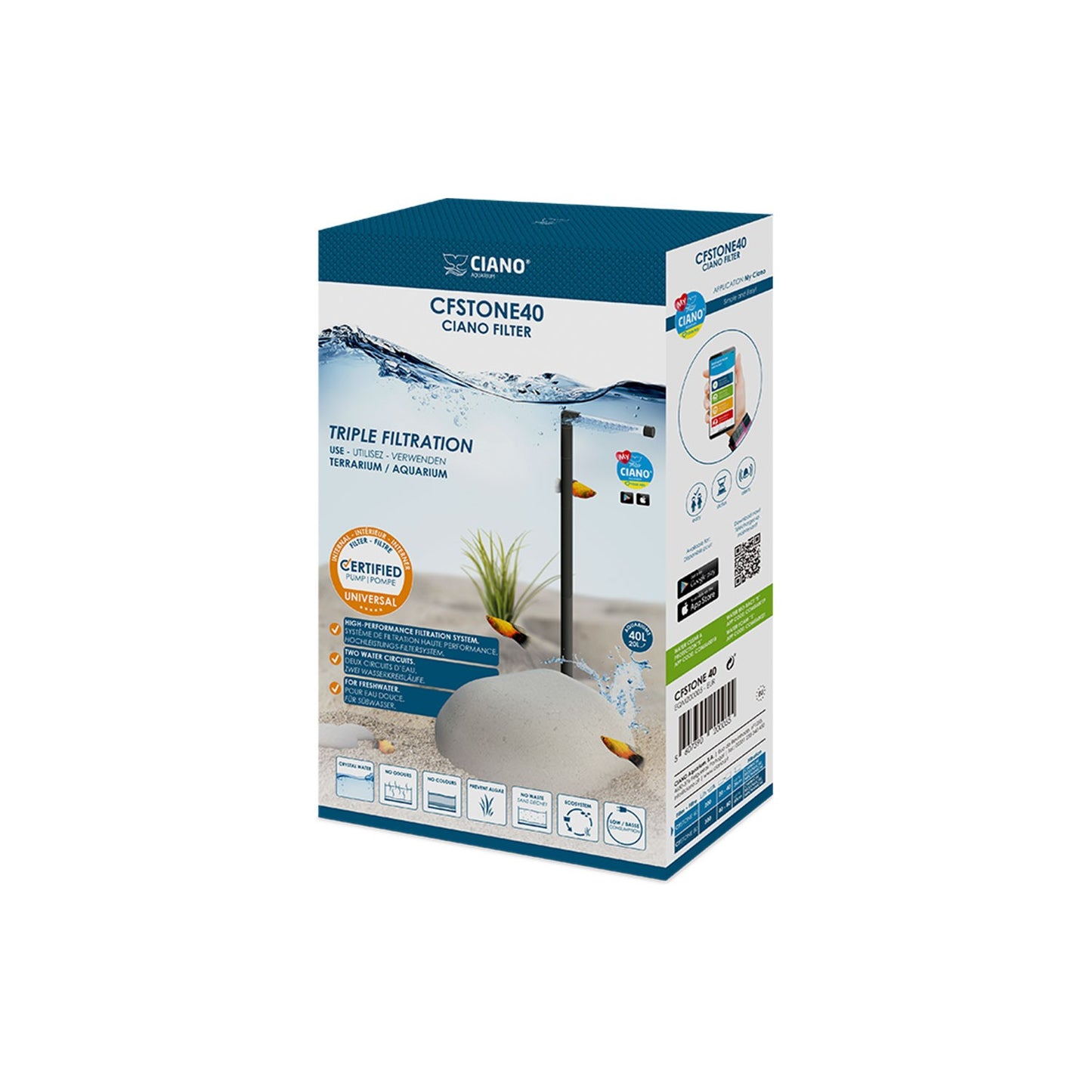 Askoll Ciano CFStone 40 Filtro Mimetico A Forma Di Pietra Per Acquari D'Acqua Dolce