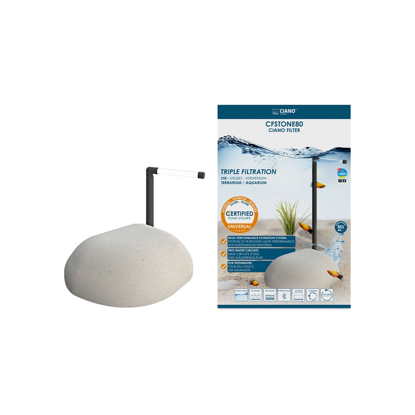 Askoll Ciano CFStone 80 Filtro Mimetico A Forma Di Pietra Per Acquari D'Acqua Dolce