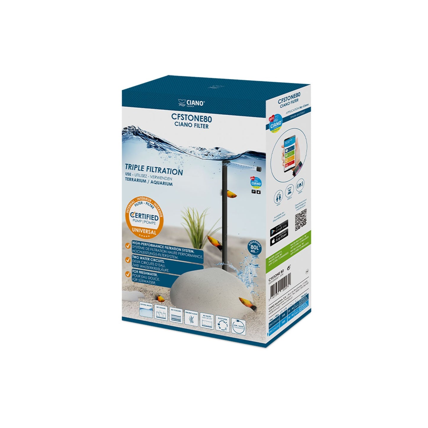 Askoll Ciano CFStone 80 Filtro Mimetico A Forma Di Pietra Per Acquari D'Acqua Dolce