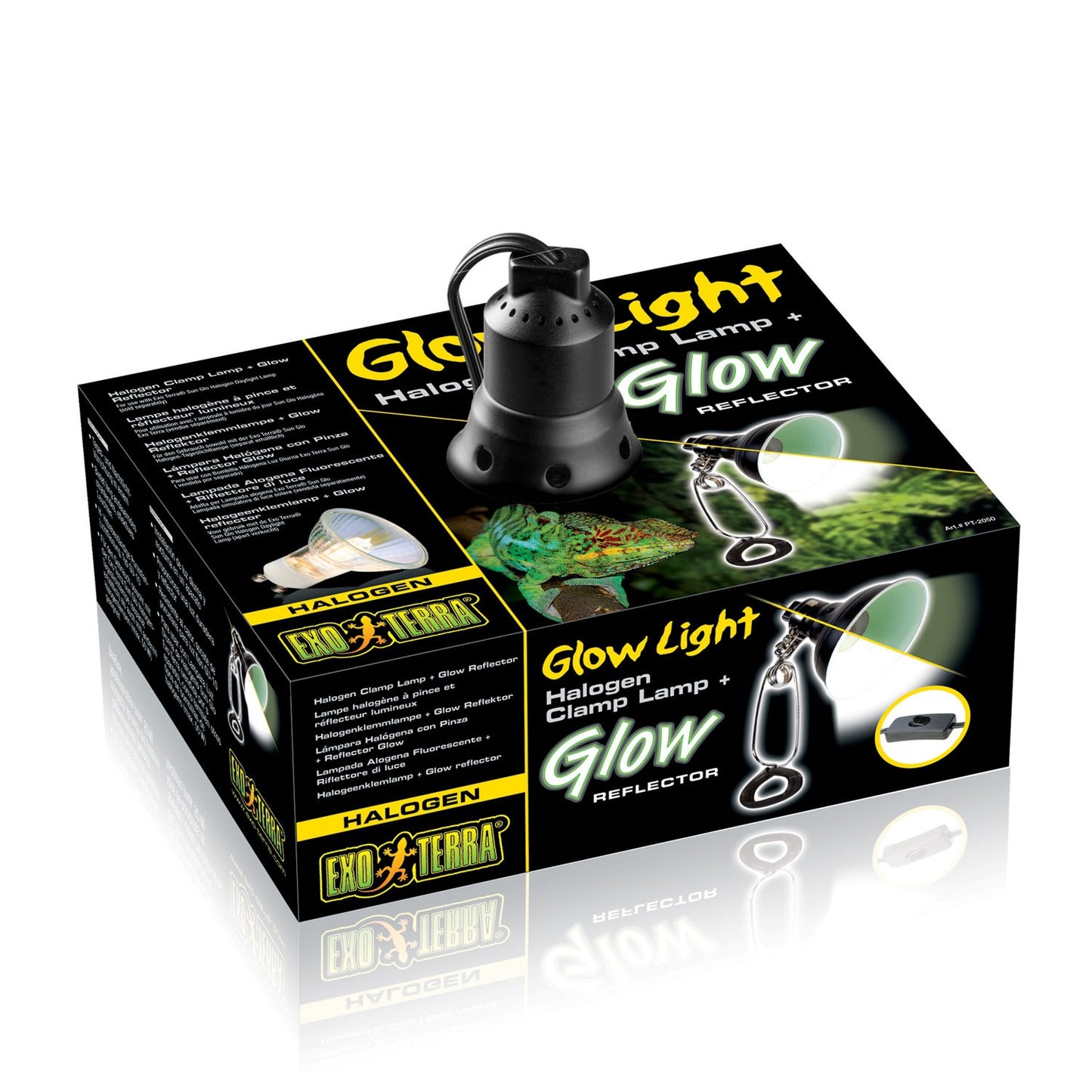Exoterra Halogen Glow Light Lampada Alogena Fluorescente + Riflettore di Luce per Terrari Small 14cm
