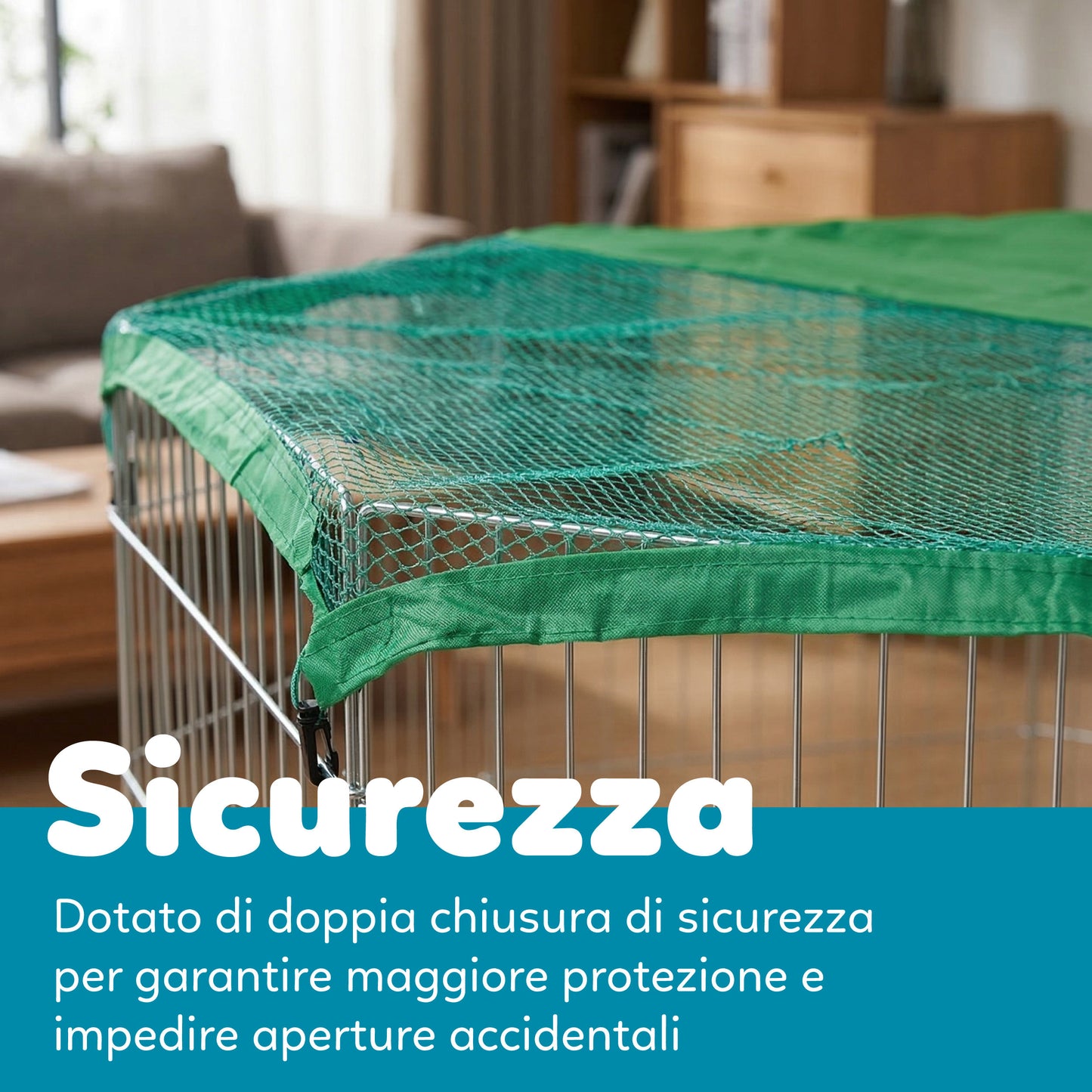 AqpetFriends Petplaypen Recinto Per Animali In Ferro Con Rete Parasole Misura 60x60 cm