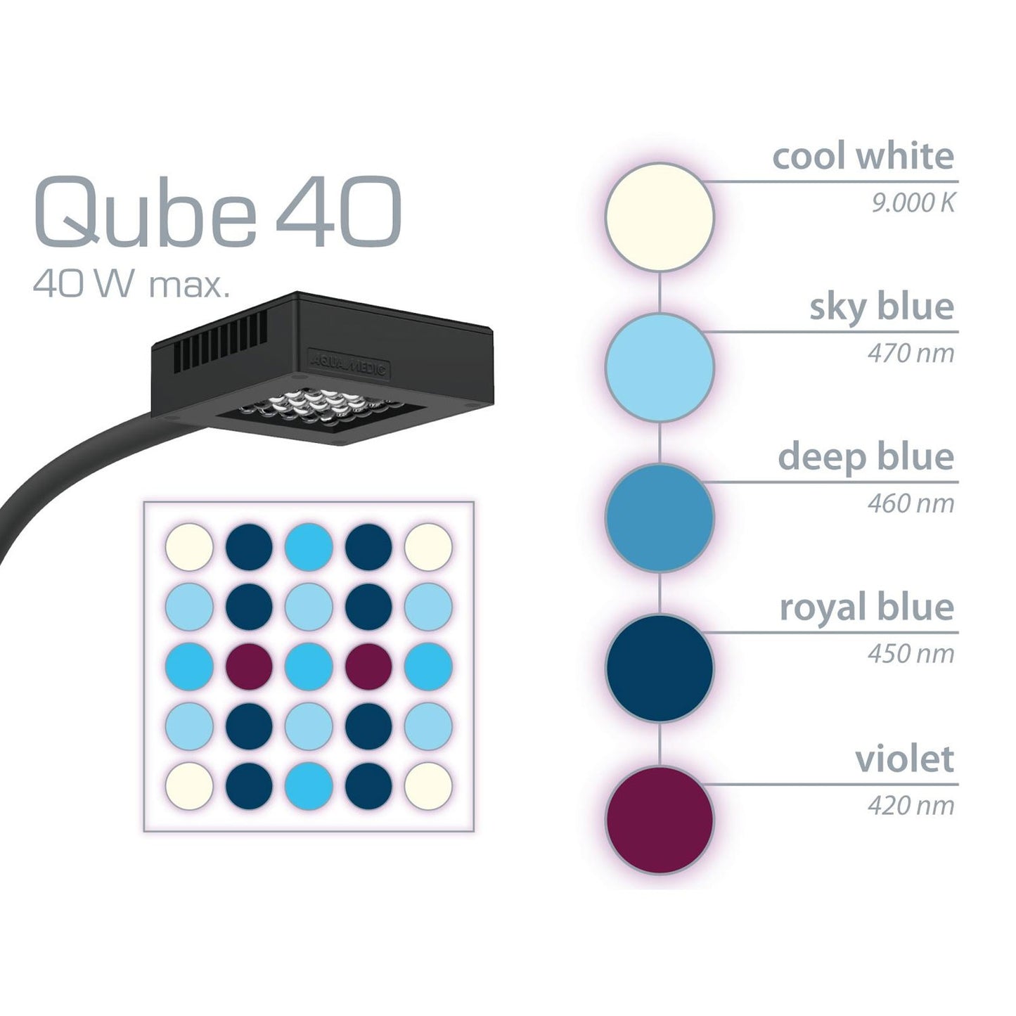 AquaMedic Qube 40 Marine Faretto Led Per Acquari Marini