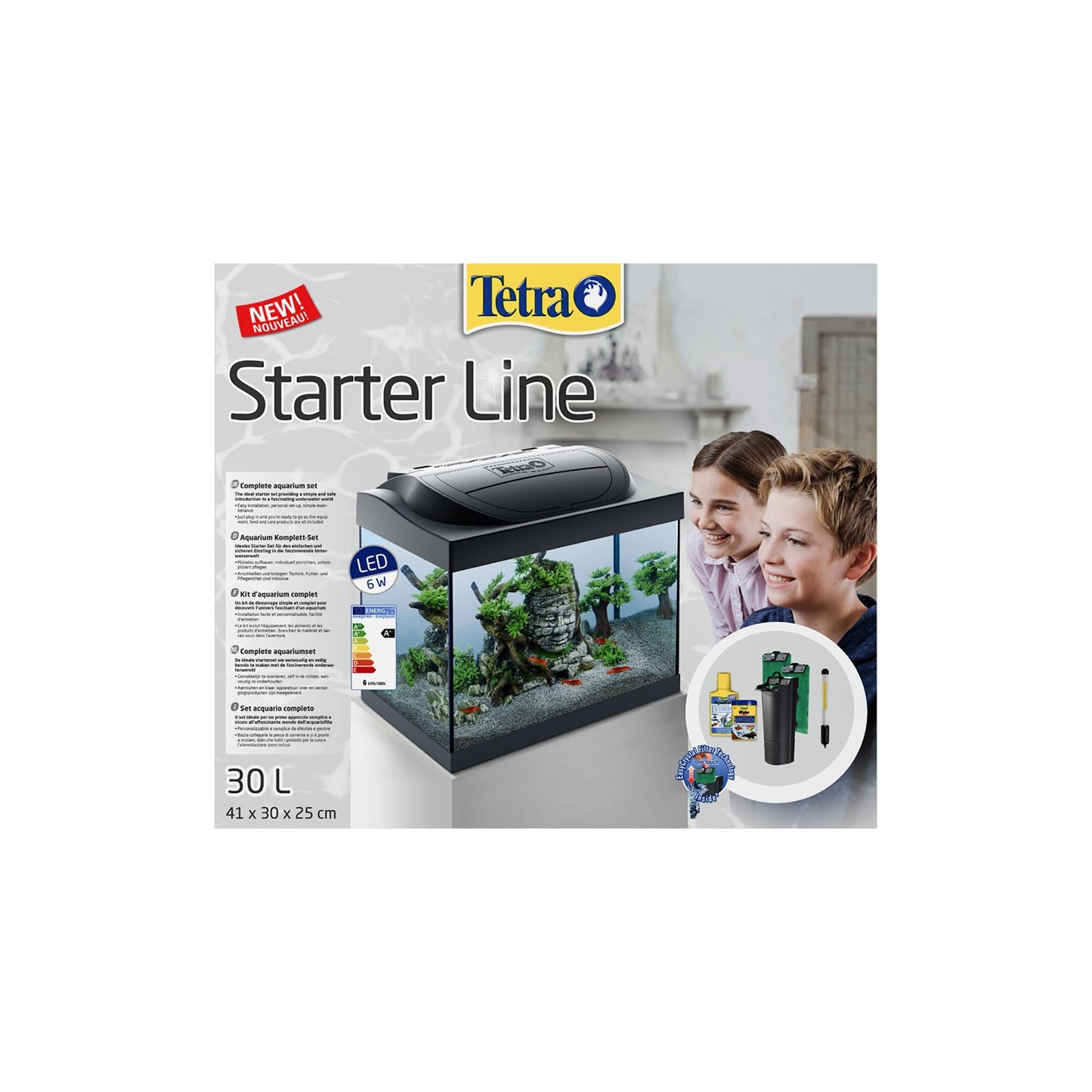 Tetra Acquario in Vetro Starter Line 30 Litri Completo di Luce e Filtro