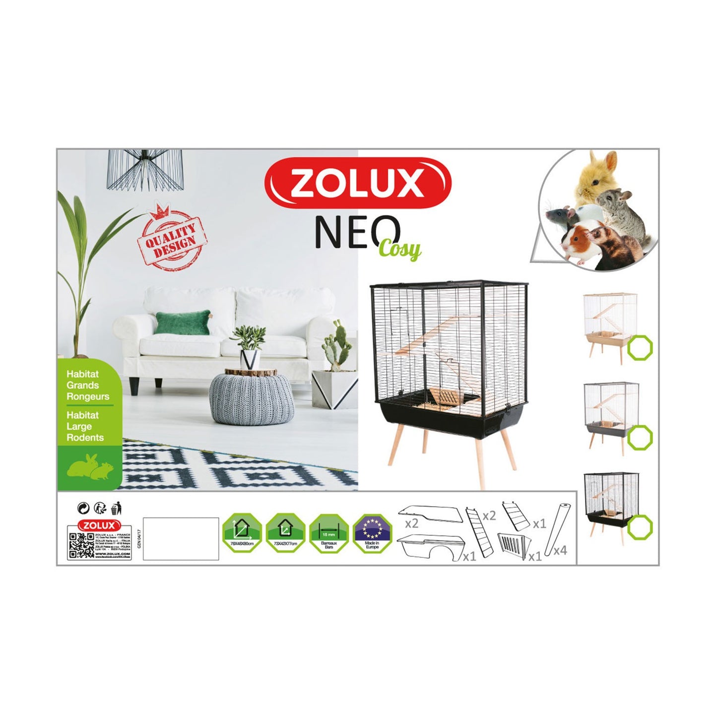 Zolux NEO Cosy Gabbia Per Conigli E Grandi Roditori h80