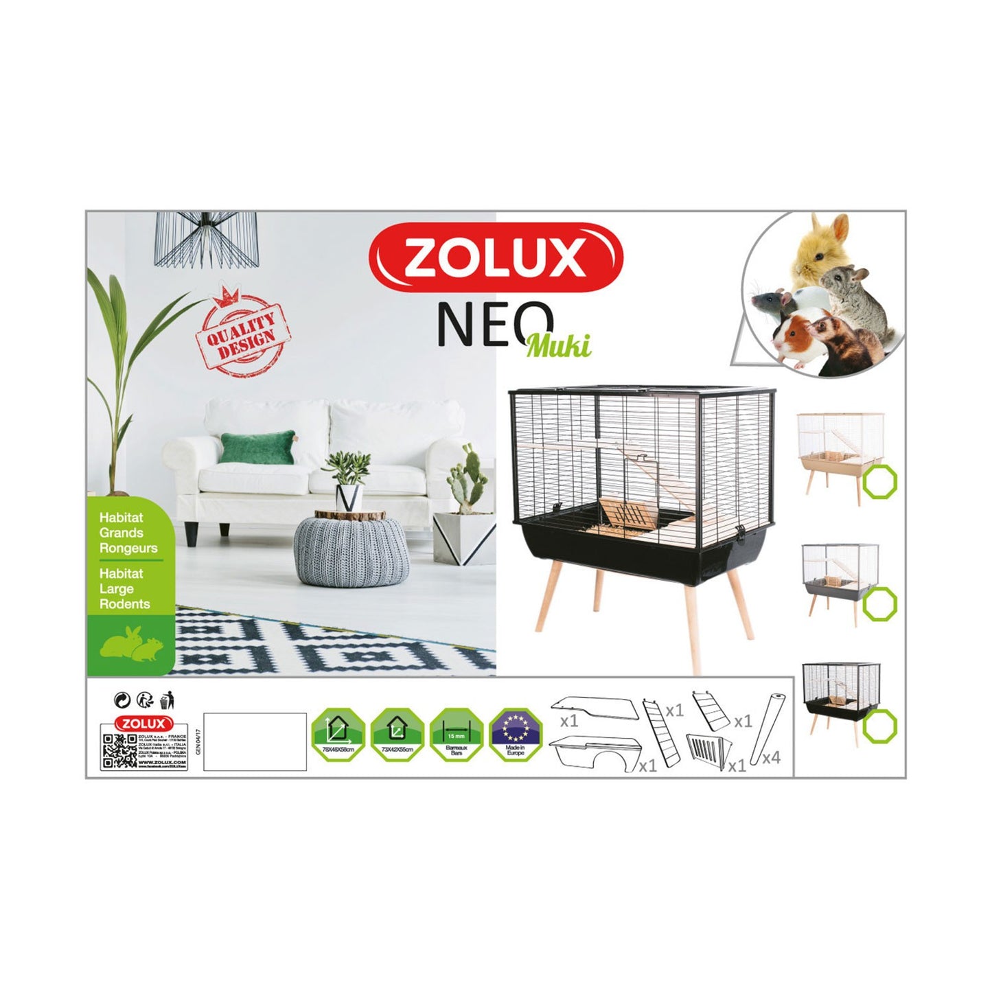 Zolux NEO Muki Gabbia Per Conigli E Grandi Roditori h58