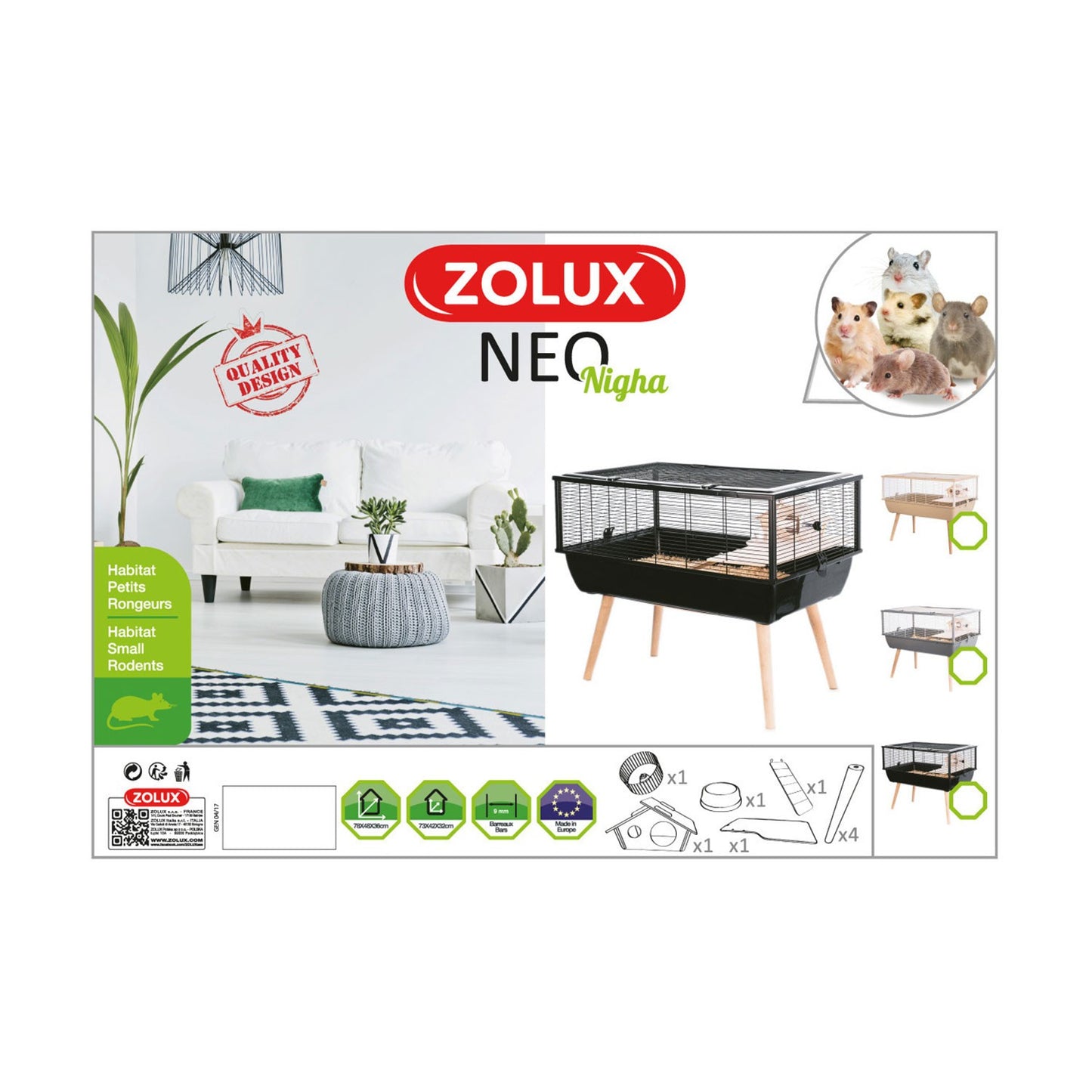 Zolux NEO Nighia Gabbia Per Criceti E Piccoli Roditori h36