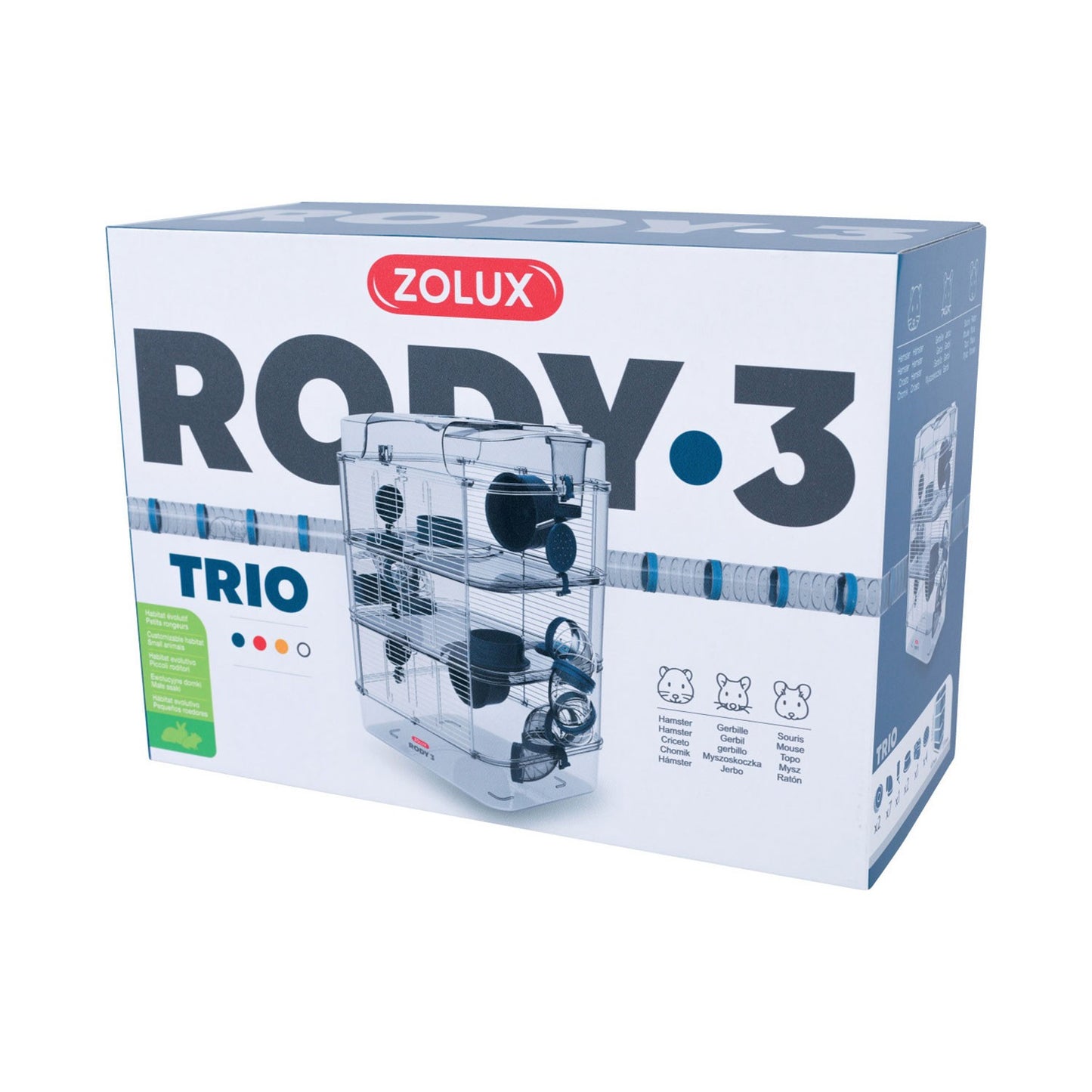 Zolux Rody3 Trio Gabbia Trasparente Per Criceti E Piccoli Roditori 41x27x53cm