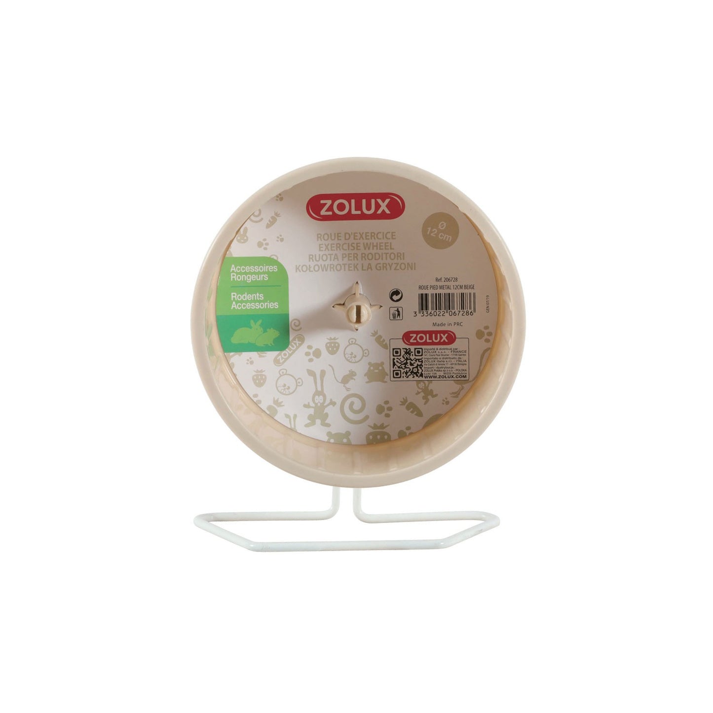 Zolux Ruota in Plastica con Base Metallo Esercizio per Roditori 12cm