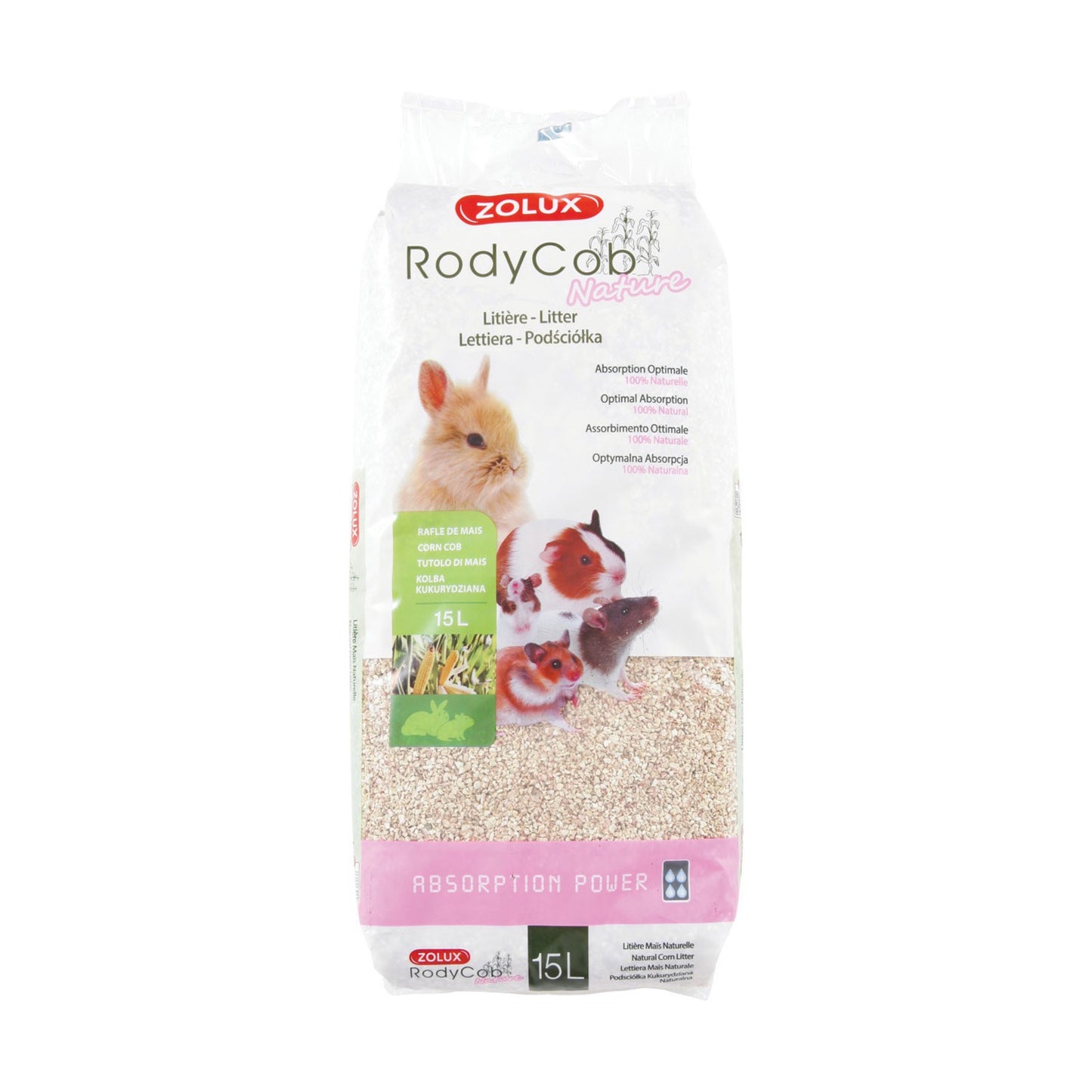 Zolux Lettiera Vegetale a base di Tutolo di Mais Naturale Assorbente per Roditori Conigli