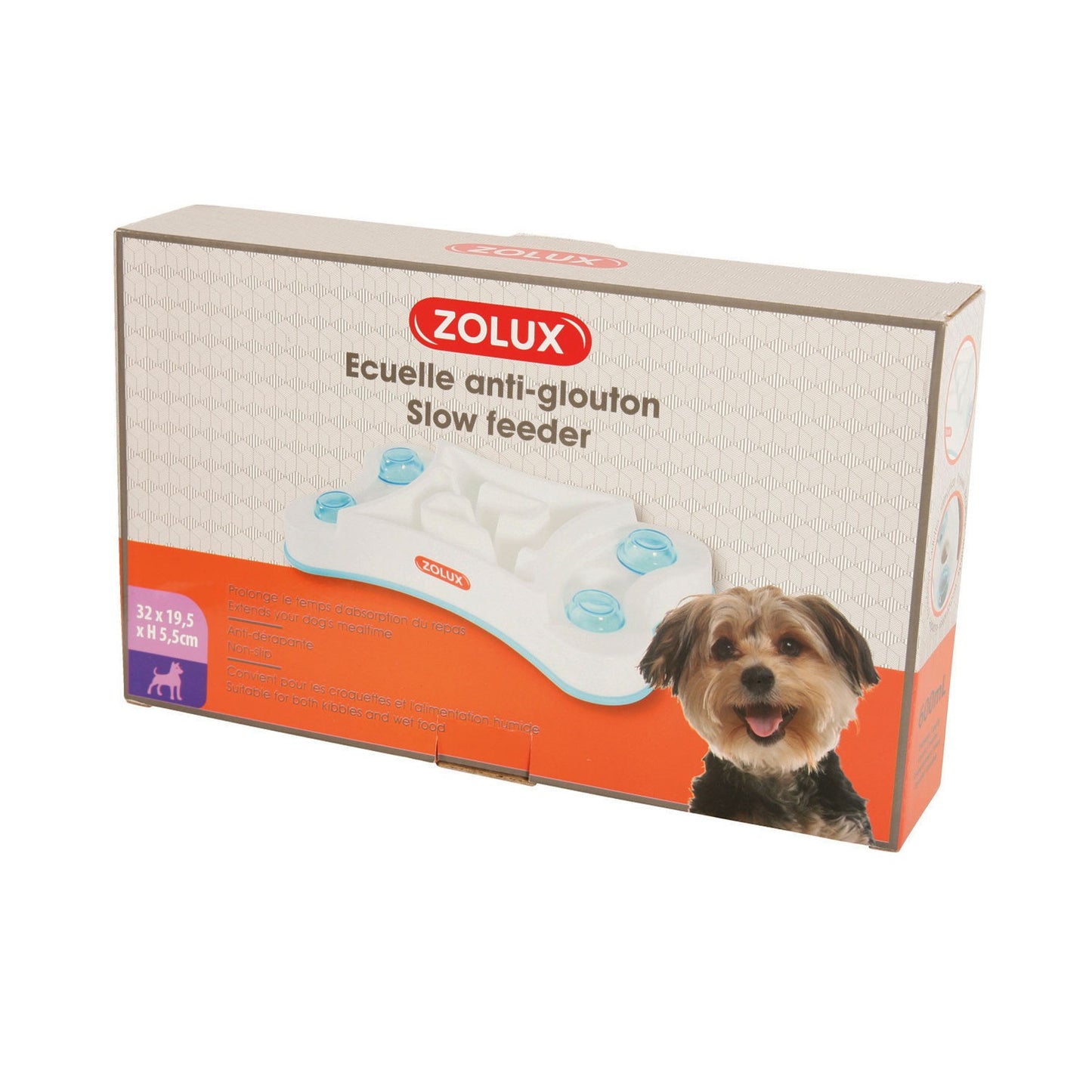 Zolux Ciotola Rettangolare Anti-Ingozzamento Cibo per Cani