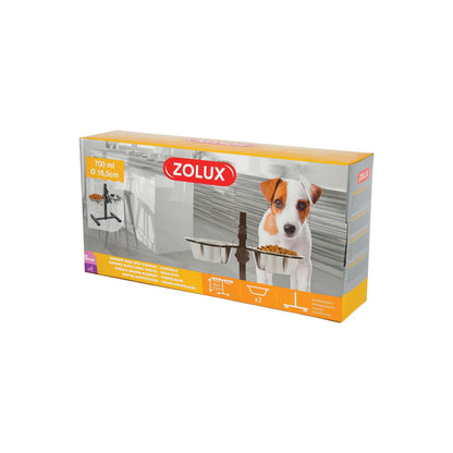 Zolux Supporto Regolabile con 2 Ciotole in Acciao Inox Cibo Acqua per Cani