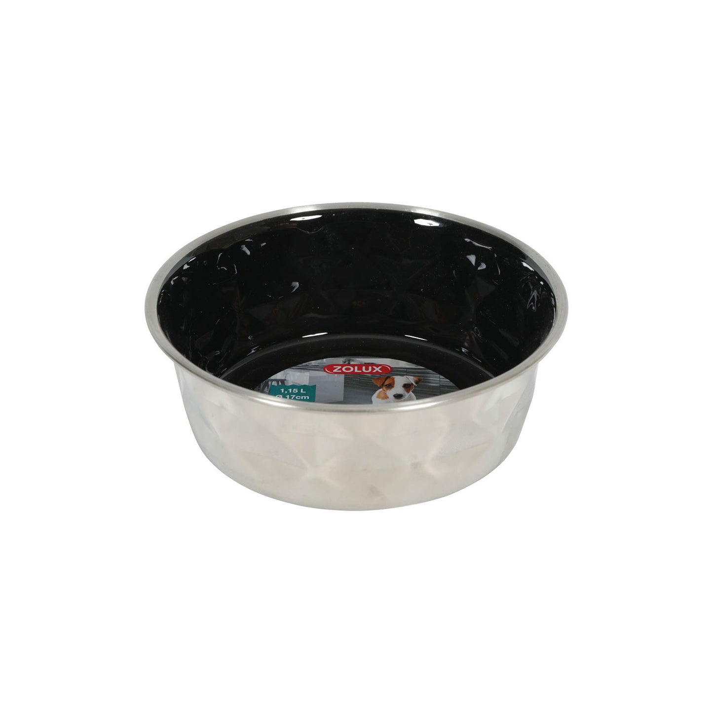 Zolux Ciotola Diamond Nera in Acciaio Inox Antiscivolo Cibo Acqua per Cani