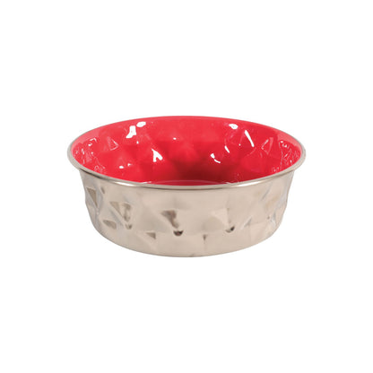 Zolux Ciotola Diamond Rossa in Acciaio Inox Antiscivolo Cibo Acqua per Cani
