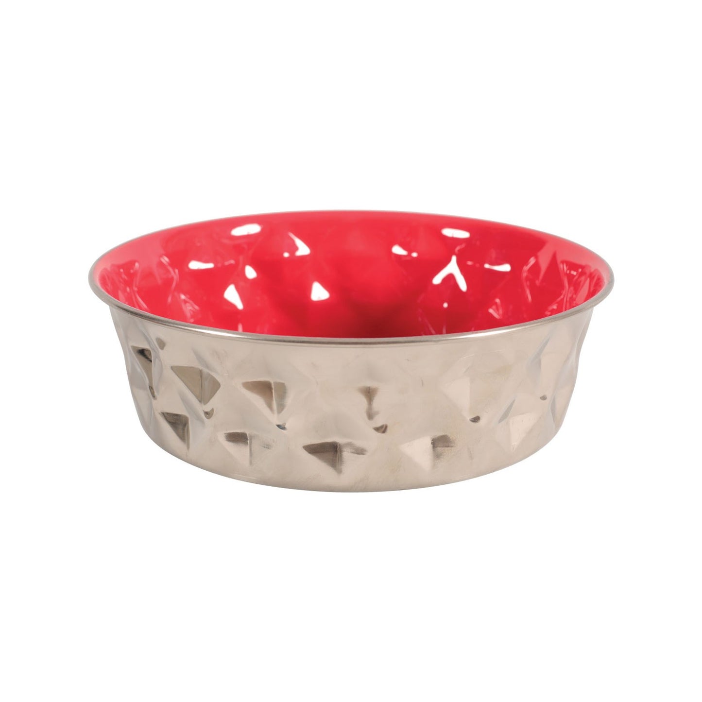 Zolux Ciotola Diamond Rossa in Acciaio Inox Antiscivolo Cibo Acqua per Cani