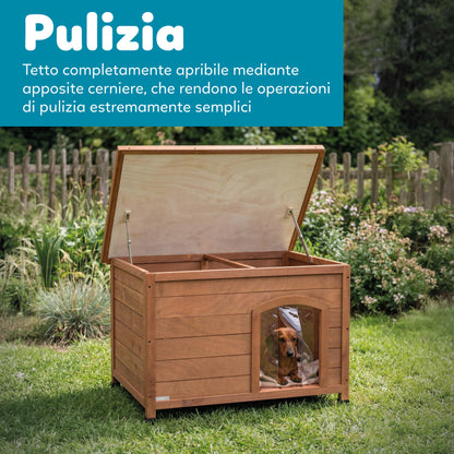 AqpetFriends Baita Cuccia In Legno per Cane Con Tetto Apribile