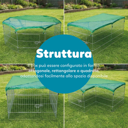 AqpetFriends Petplaypen Recinto Per Animali In Ferro Con Rete Parasole Misura 60x60 cm
