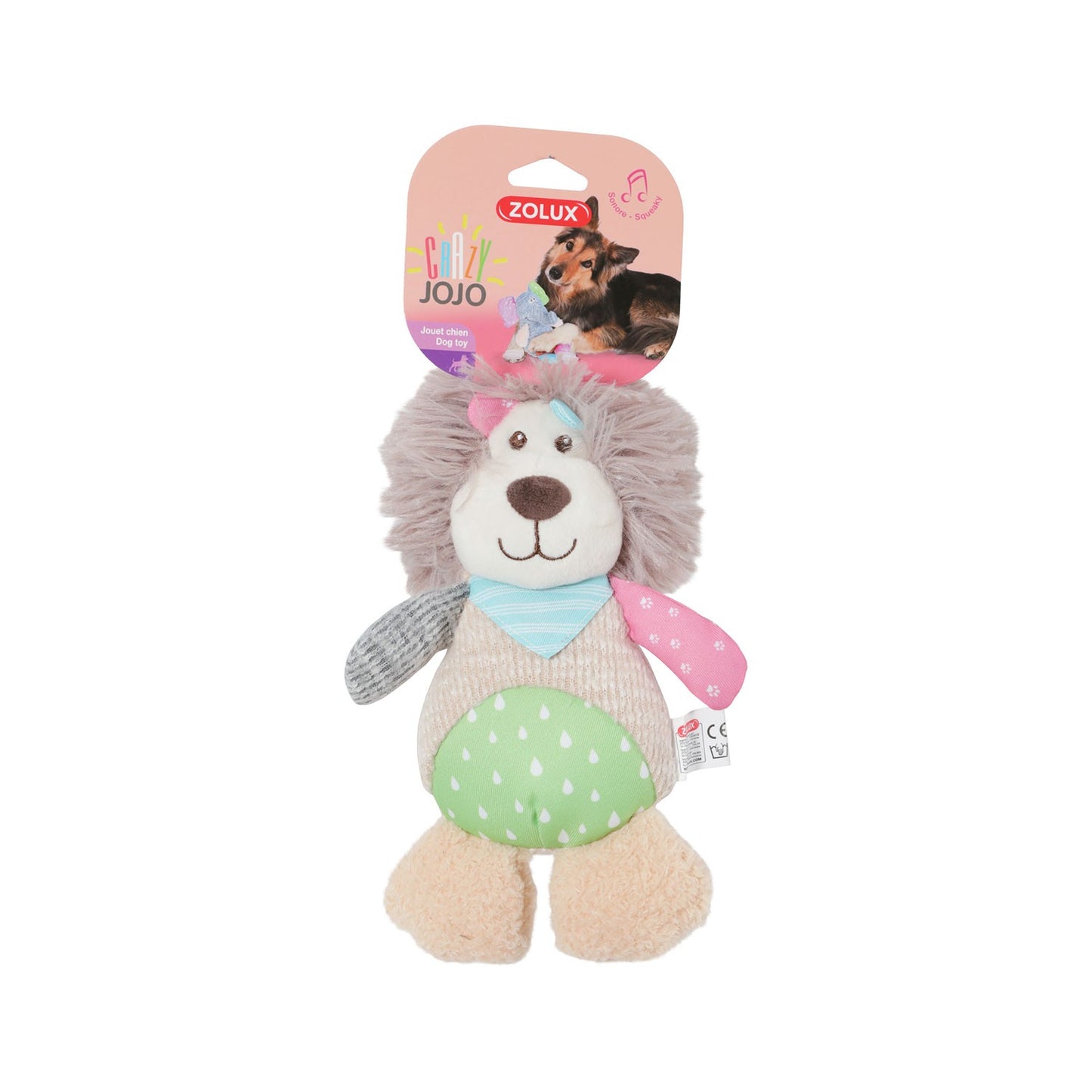 Zolux Crazy Jojo Leone Peluche Per Cani Colorato Con Effetto Sonoro