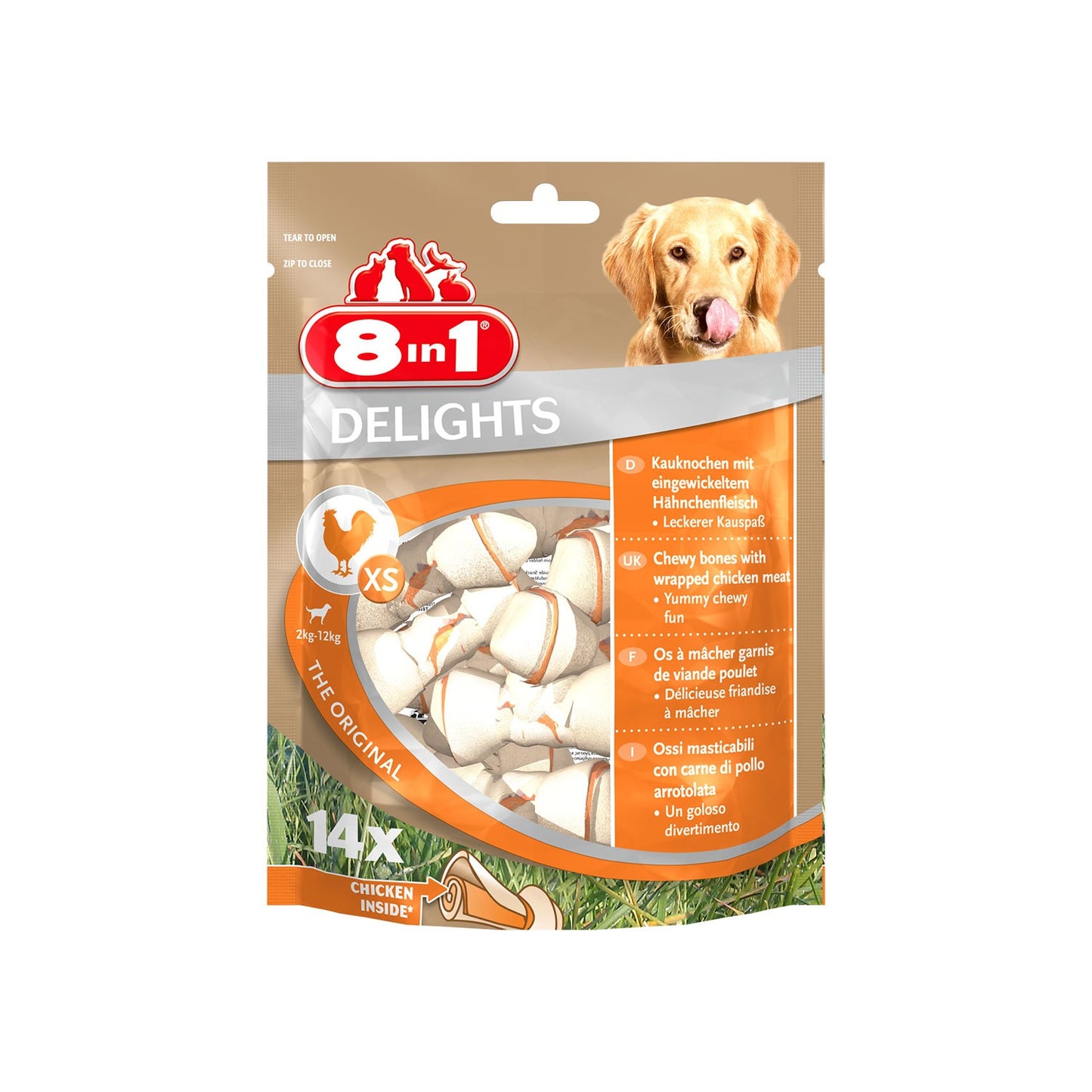 8in1 Delights Value Bag Chicken Bones Osso Di Pollo Da Masticare Formato Multiplo Per Cani Di Piccola Taglia