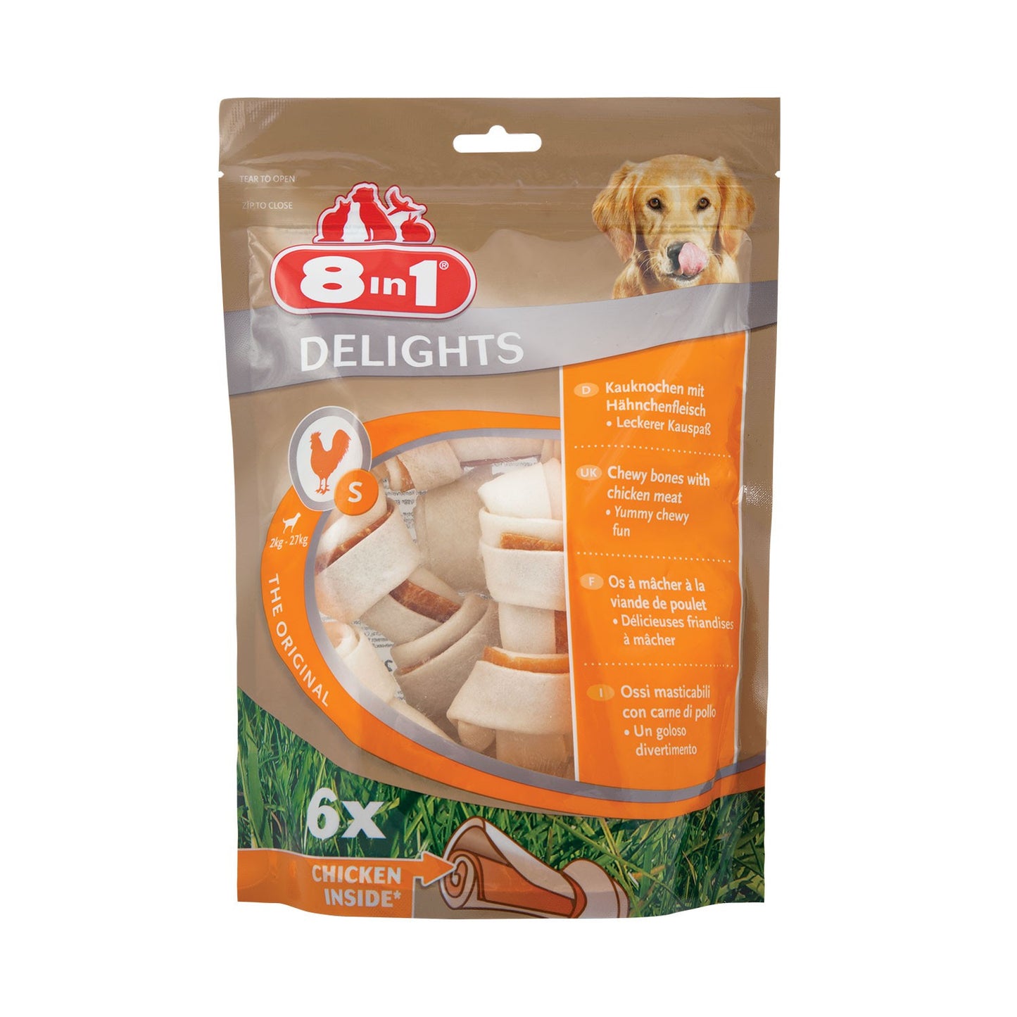 8in1 Delights Value Bag Chicken Bones Osso Di Pollo Da Masticare Formato Multiplo Per Cani Di Piccola Taglia