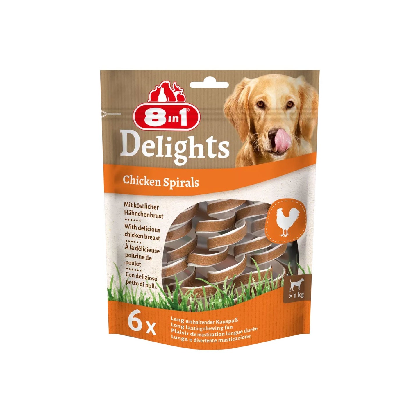 8in1 Delights Chicken Spirals Spirali Al Pollo Da Masticare Per Cani 6pz
