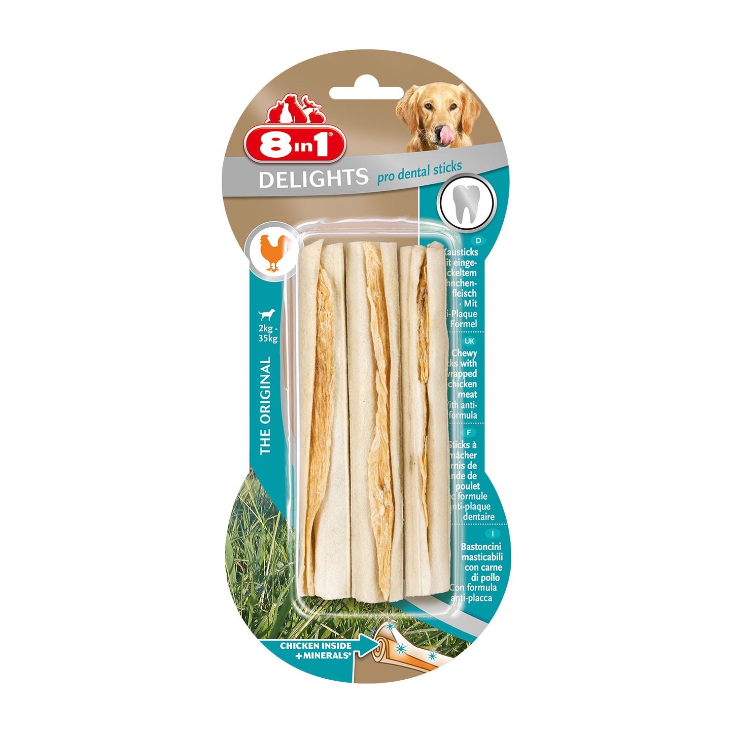 8in1 Delights Pro Dental Sticks Bastoncini Dentali Al Pollo Da Masticare Per Cani