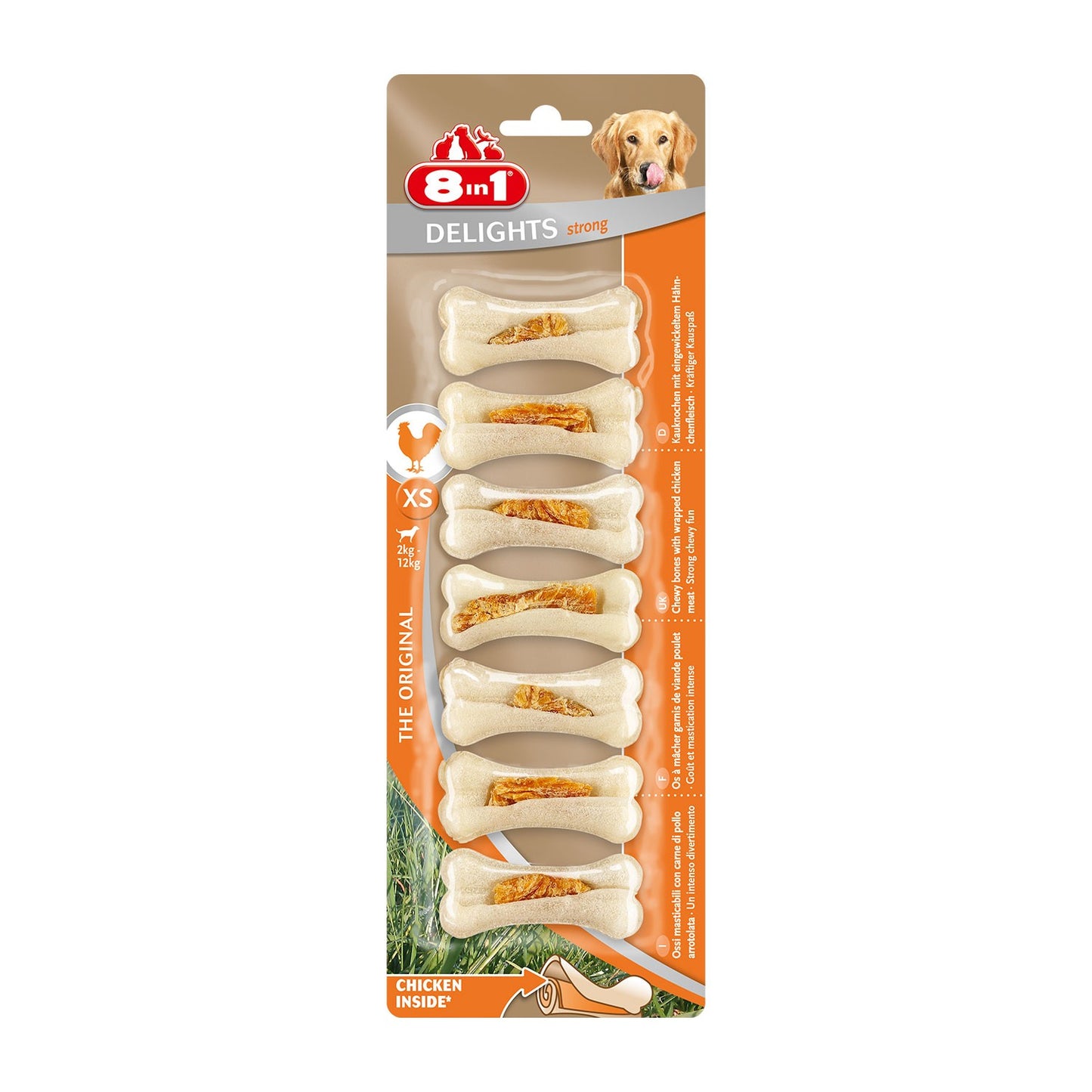 8in1 Delights Chicken Bones Strong Osso Di Pollo Da Masticare Resistenti Per Cani