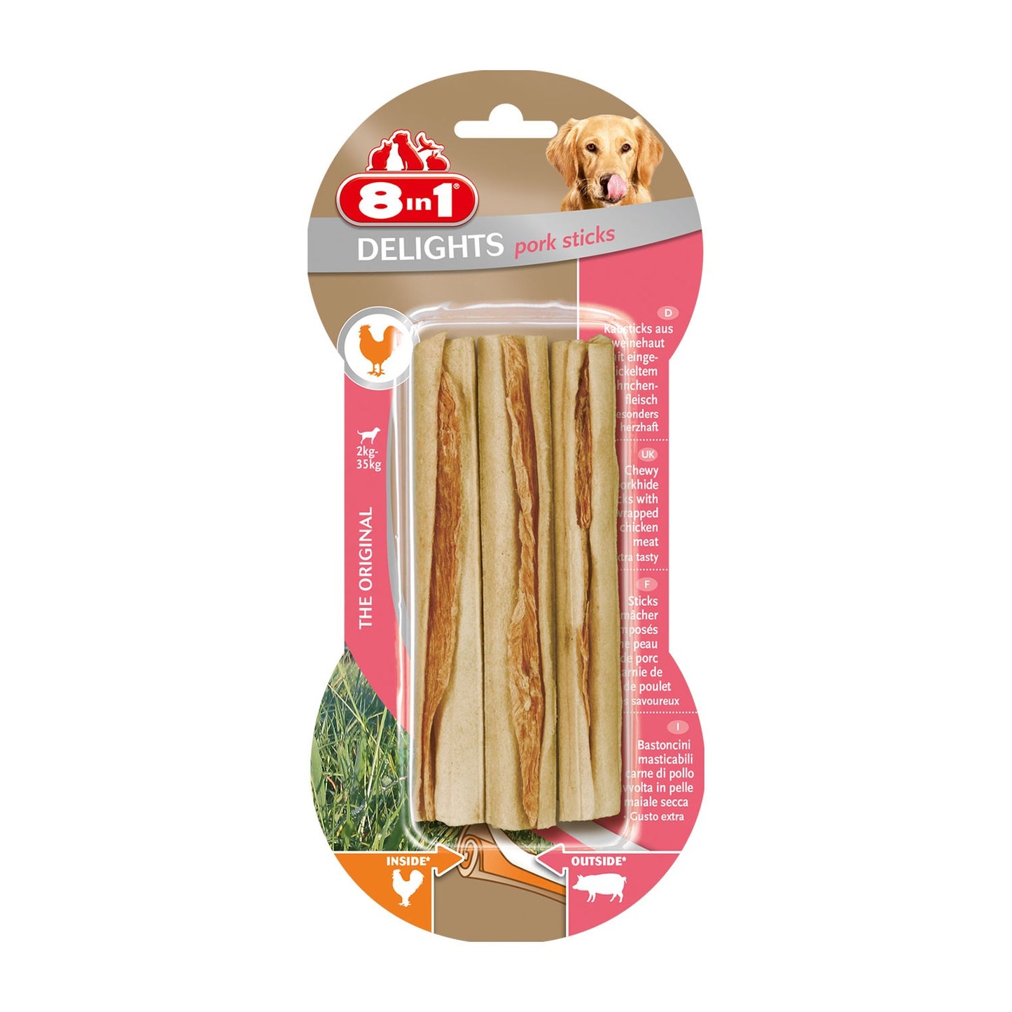 8in1 Delights Pork Sticks Bastoncini Di Maiale Da Masticare Per Cani