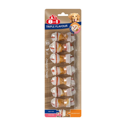 8in1 Flavours Triple Flavour Bones Osso Triplo Gusto Da Masticare Per Cani