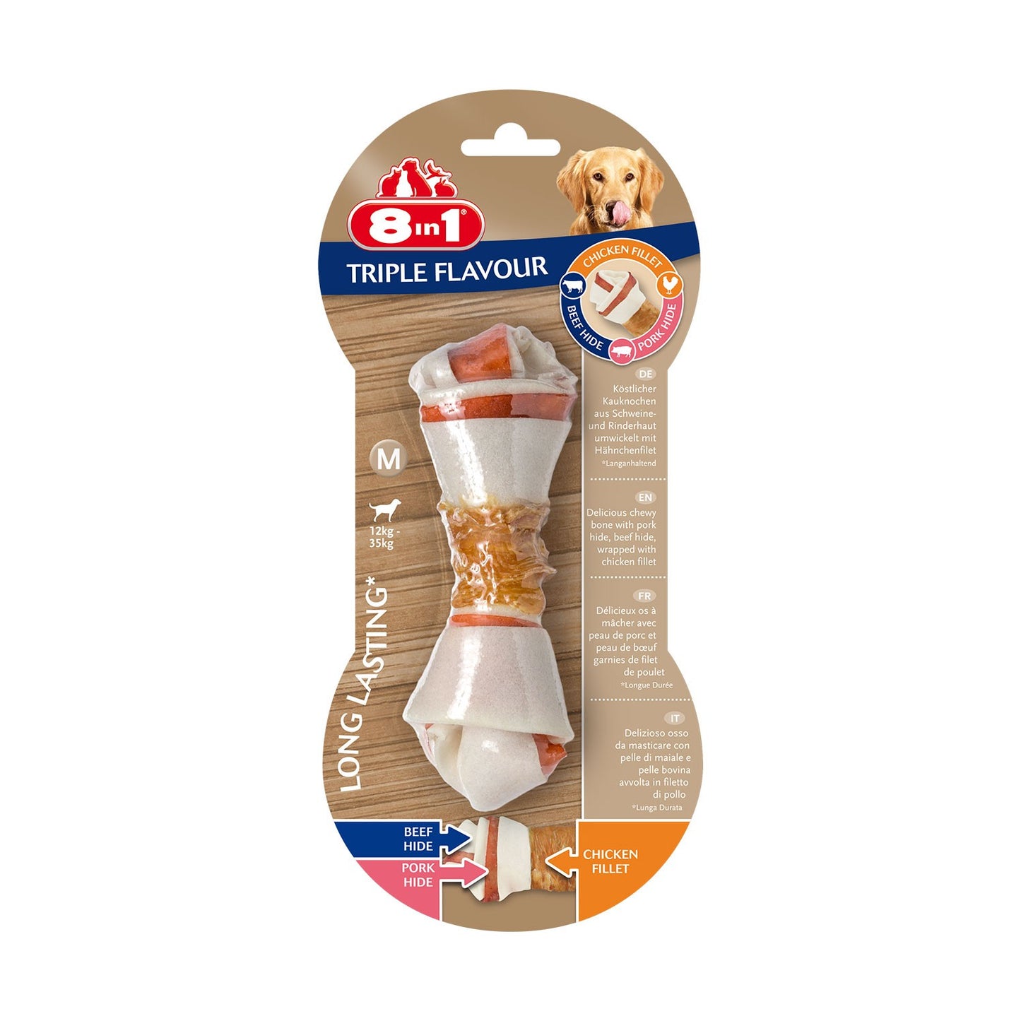 8in1 Flavours Triple Flavour Bones Osso Triplo Gusto Da Masticare Per Cani