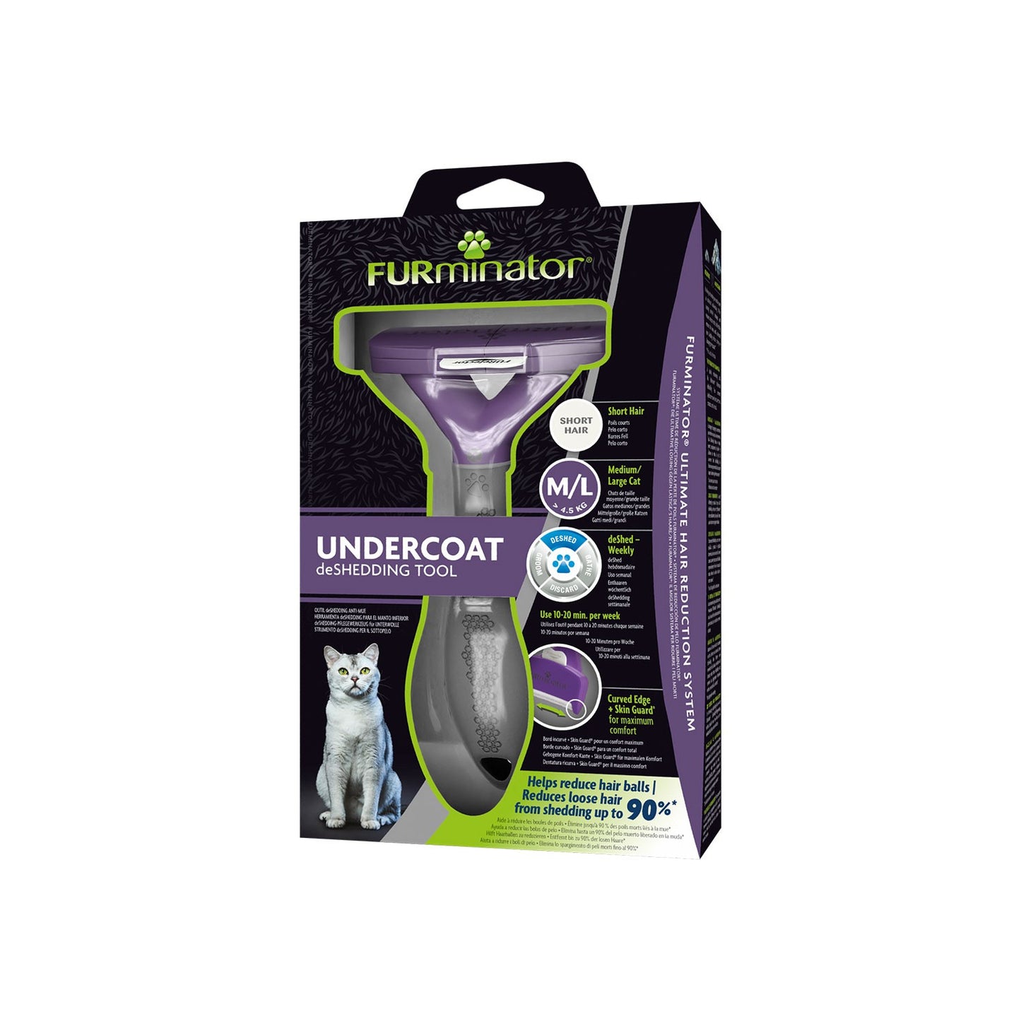 FURminator Strumento Di deShedding Rimozione Peli Morti Dal Sottopelo Per Gatti A Pelo Corto