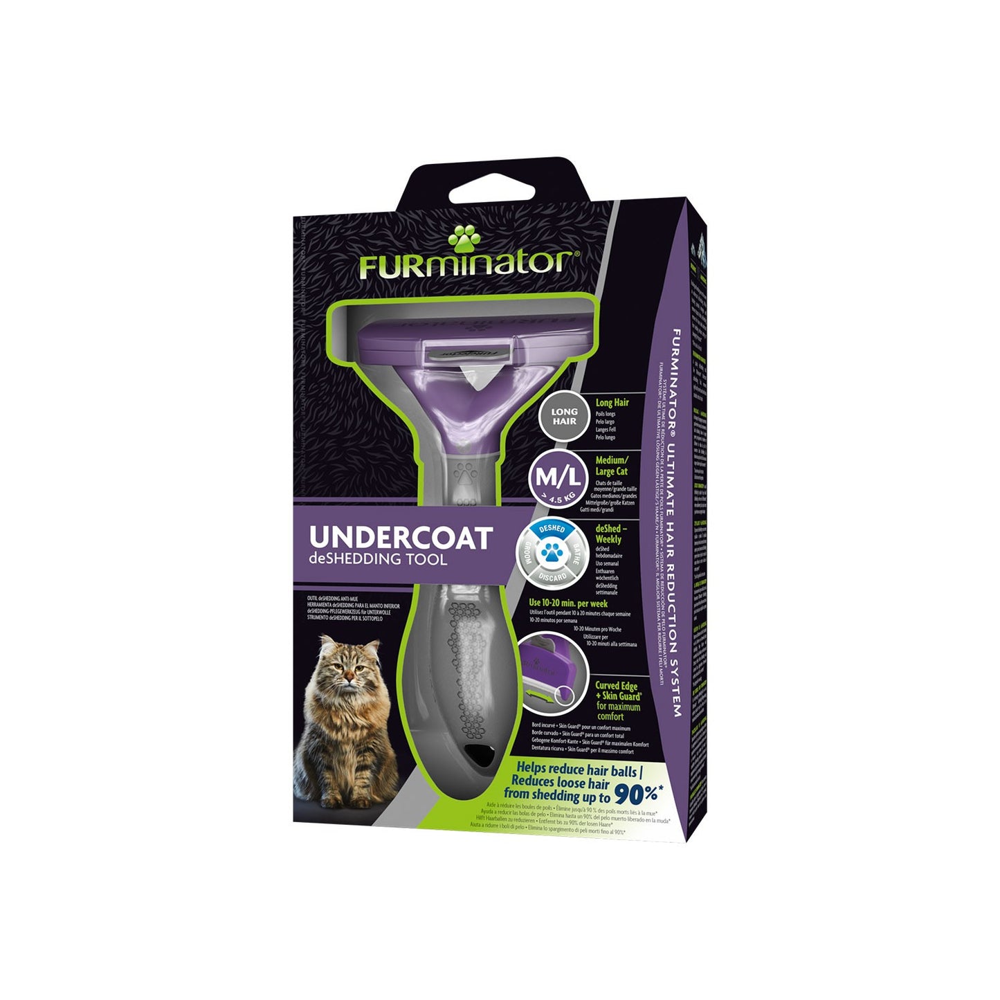 FURminator Strumento Di deShedding Rimozione Peli Morti Dal Sottopelo Per Gatti A Pelo Lungo