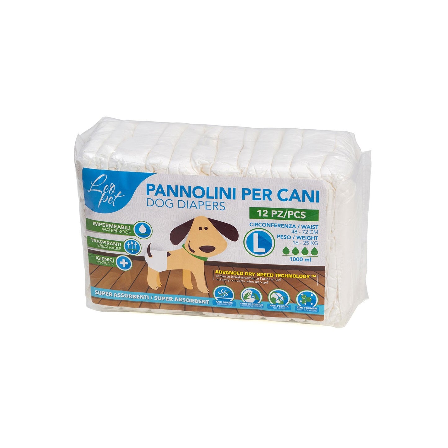 LeoPet Pannolini Igienici Assorbenti Per Cani 12pz