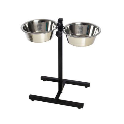 LeoPet Doppia Ciotola In Acciaio Inox Con Supporto Regolabile Ad "H"