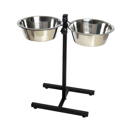 LeoPet Doppia Ciotola In Acciaio Inox Con Supporto Regolabile Ad "H"