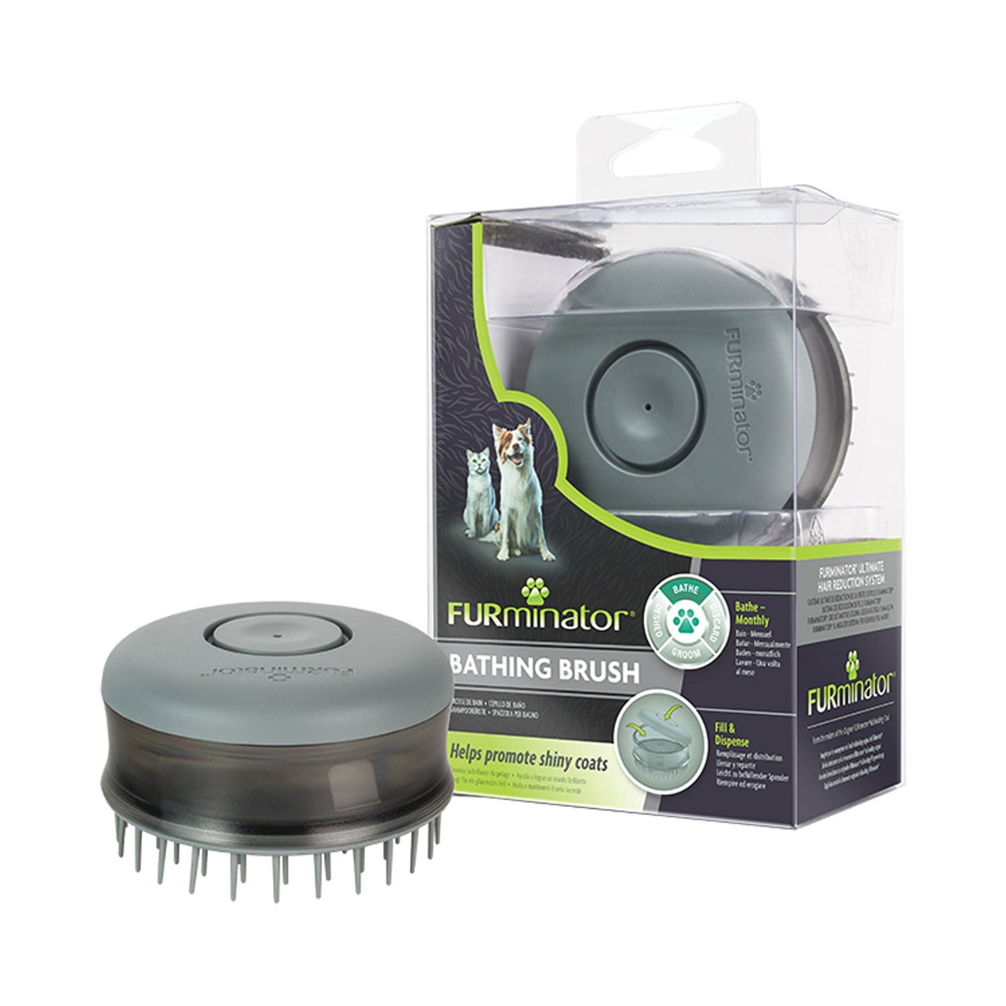 FURminator Spazzola Districante con Contenitore Liquidi Da Bagno Per Cani E Gatti
