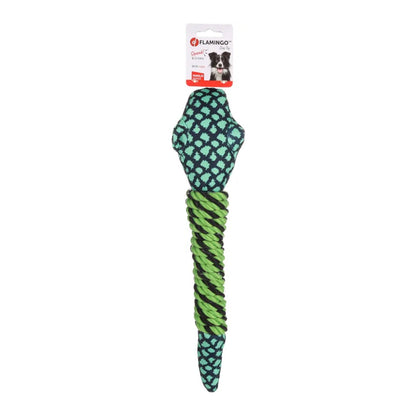 Flamingo Gioco Per Cani In Tessuto Monsjo Serpente Con Corda Verde Con Effetto Sonoro