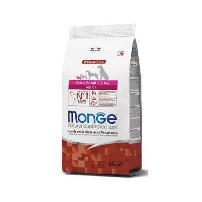 Monge Natural Superpremium Extra Small Adult Agnello con Riso e Patate Per Cani Adulti Taglia XS