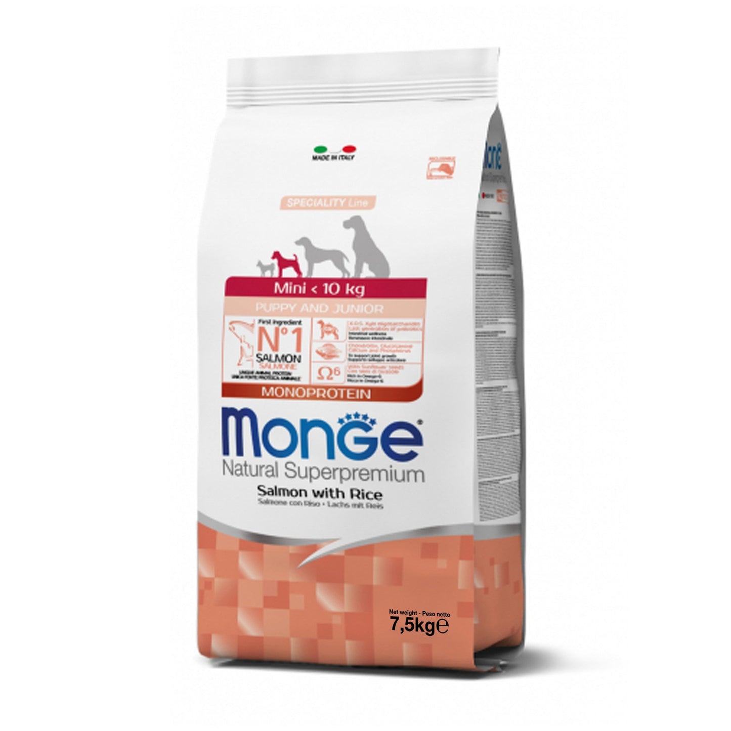 Monge Natural Superpremium Mini Puppy & Junior Monoprotein Salmone con Riso Per Cuccioli Taglia Mini