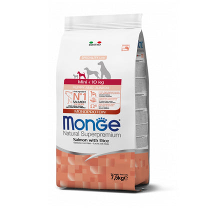 Monge Natural Superpremium Mini Puppy & Junior Monoprotein Salmone con Riso Per Cuccioli Taglia Mini