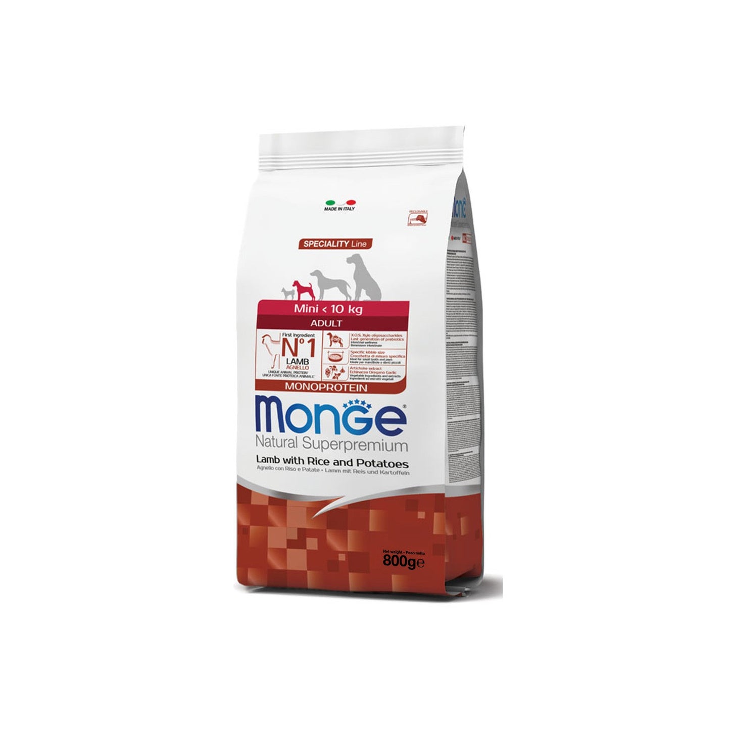 Monge Natural Superpremium Mini Adult Monoprotein Agnello con Riso e Patate Per Cani Adulti Di Taglia Mini