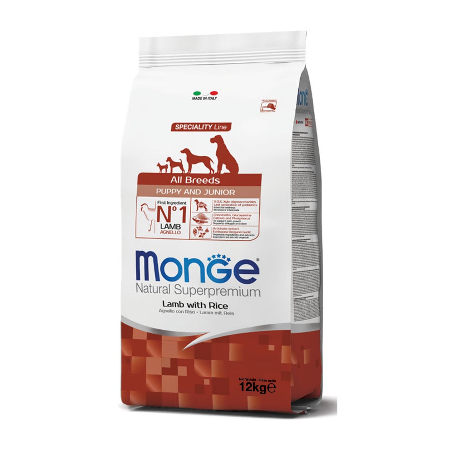 Monge Natural Superpremium All Breeds Puppy & Junior Agnello con Riso Per Cuccioli Di Tutte Le Taglie