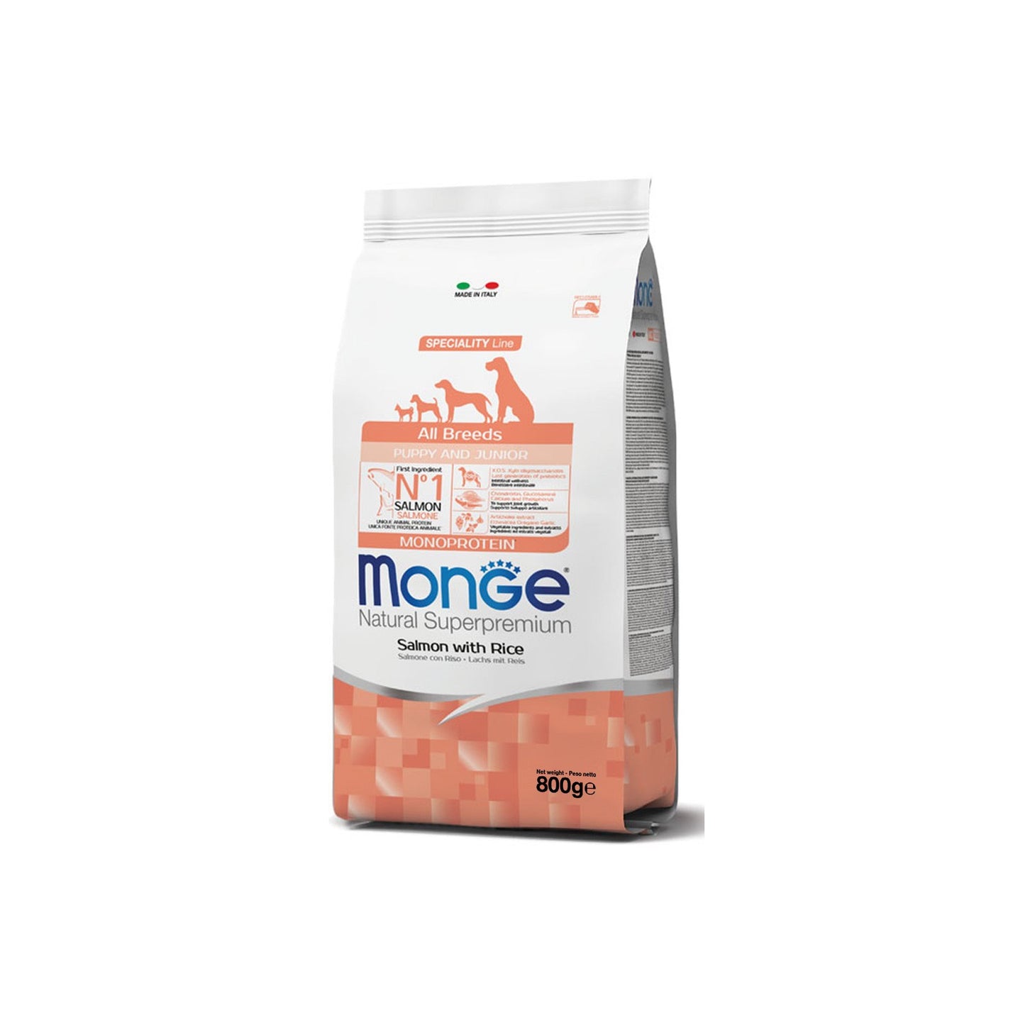 Monge Natural Superpremium All Breeds Puppy & Junior Salmone con Riso Per Cuccioli Di Tutte Le Taglie