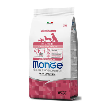 Monge Natural Superpremium All Breeds Puppy & Junior Monoprotein Manzo con Riso Per Cuccioli Di Tutte Le Taglie